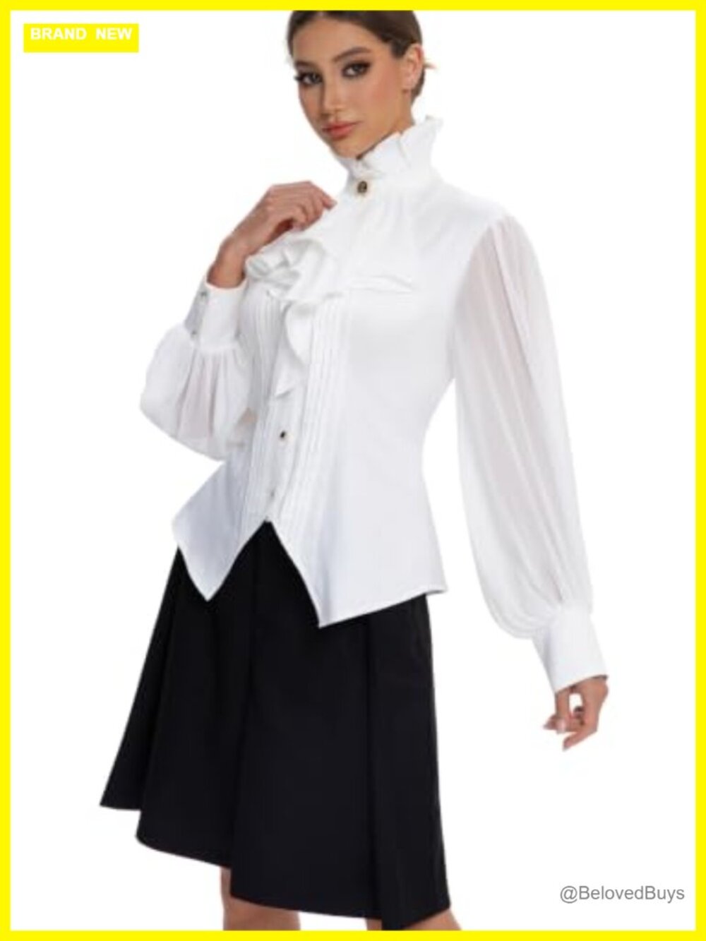Women's Victorian Gothic Ruffle Blouse Renaissance Pirate Vampire Shirt Cosplay